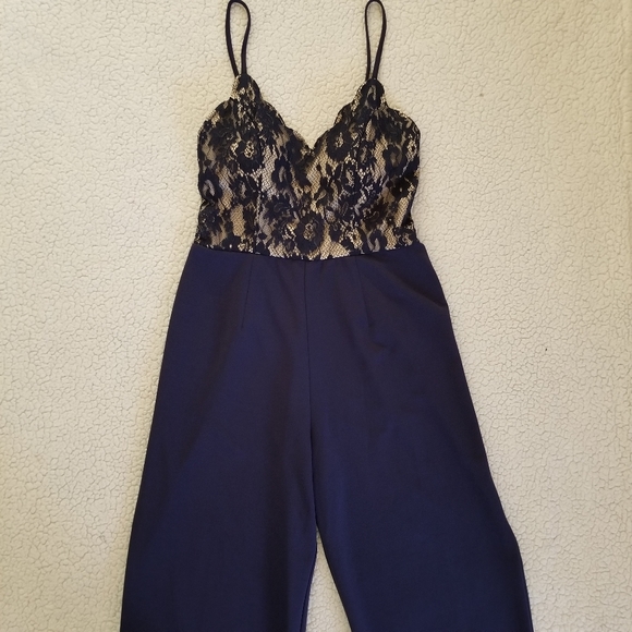 Francesca's Mi Ami Pants Jumpsuit with Floral Lace Top - Picture 2 of 8